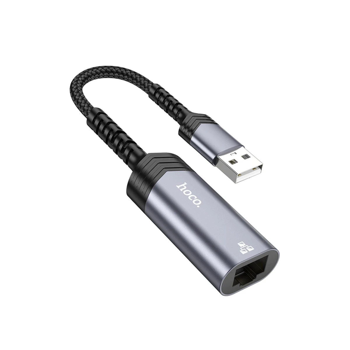 Hoco. UA26 Tak Çalıştır USB to RJ45 100 Mbps Ethernet Dönüştürücü - Gri